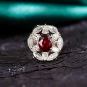 Mozambique Unheated Natural Vivid Ruby Stone Ring 2.10ct, Diamond 1.78ct 18K Gold
